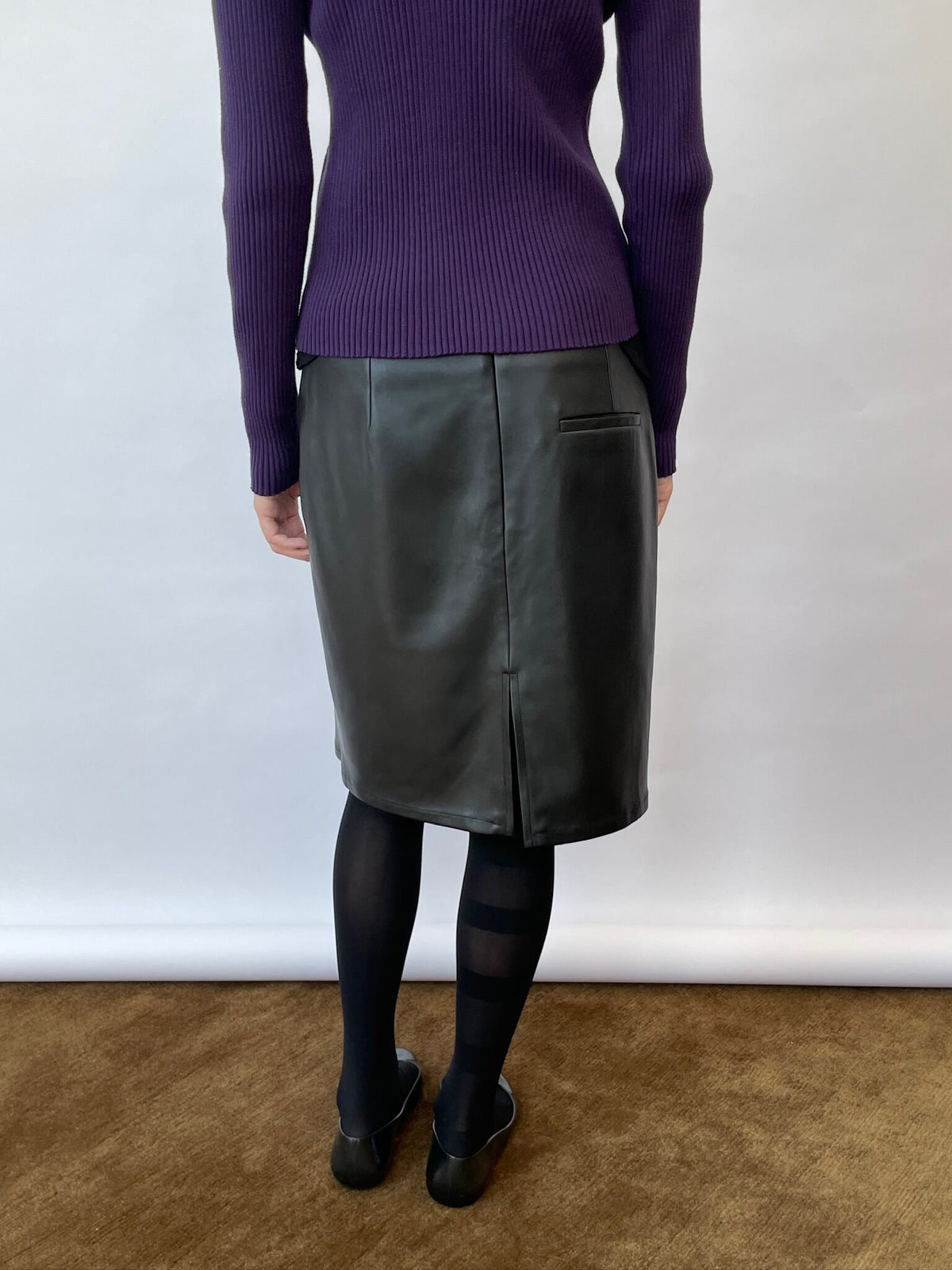 Polka Cutout Leather Skirt