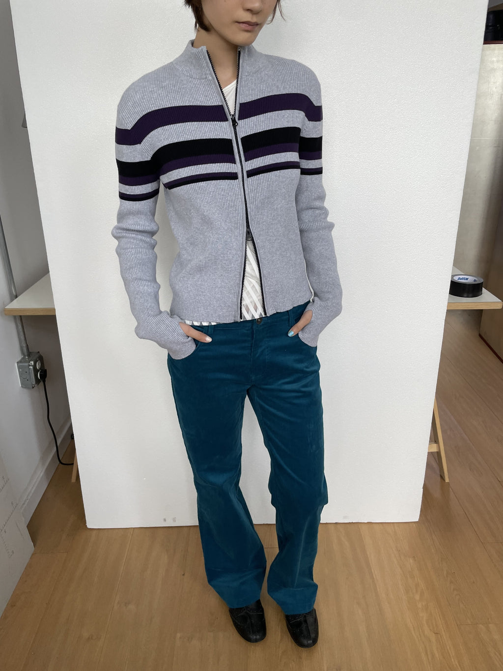 Stripe Loop Knit Cardigan