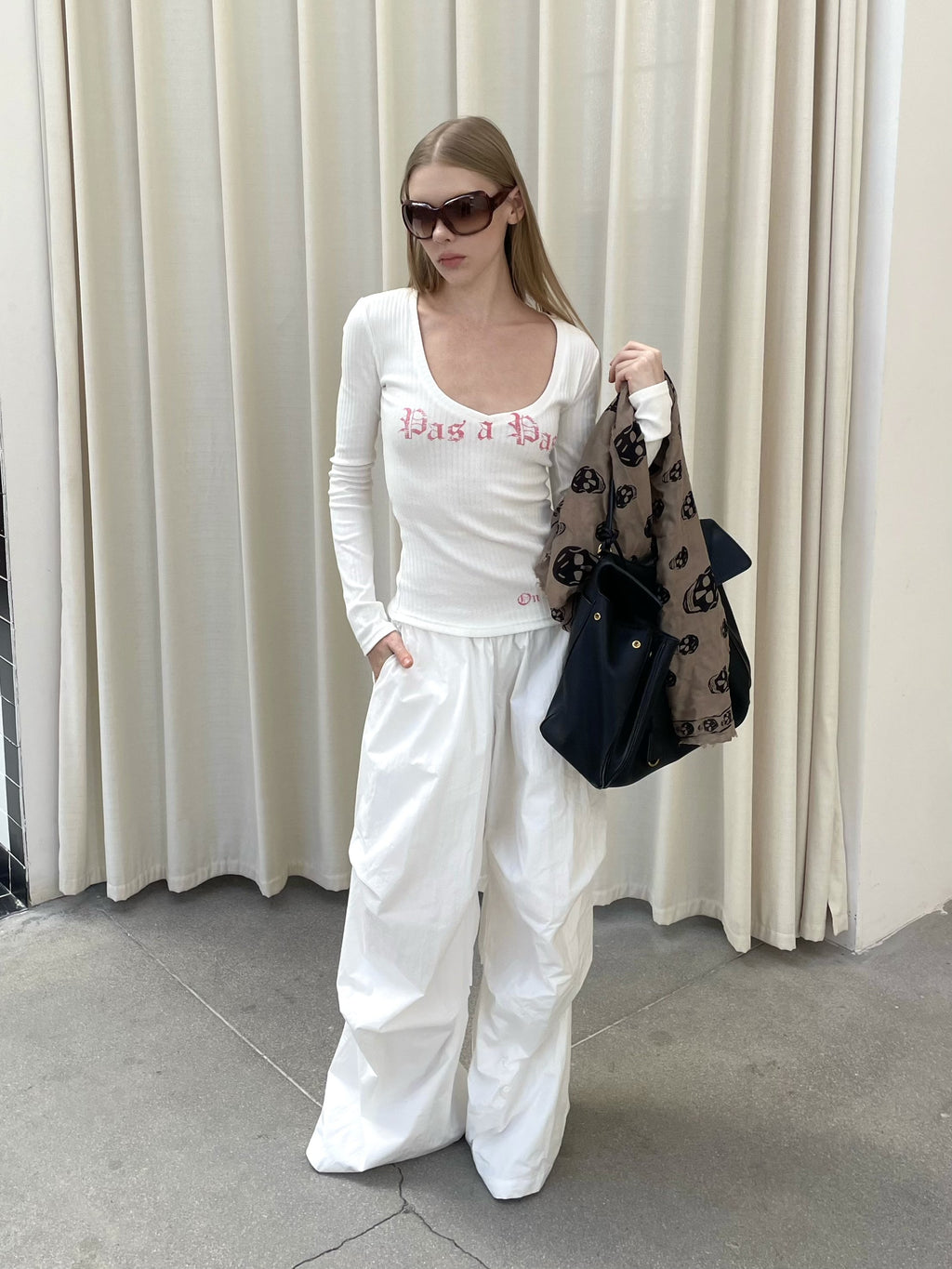 Letter Ribbed Scoop Top