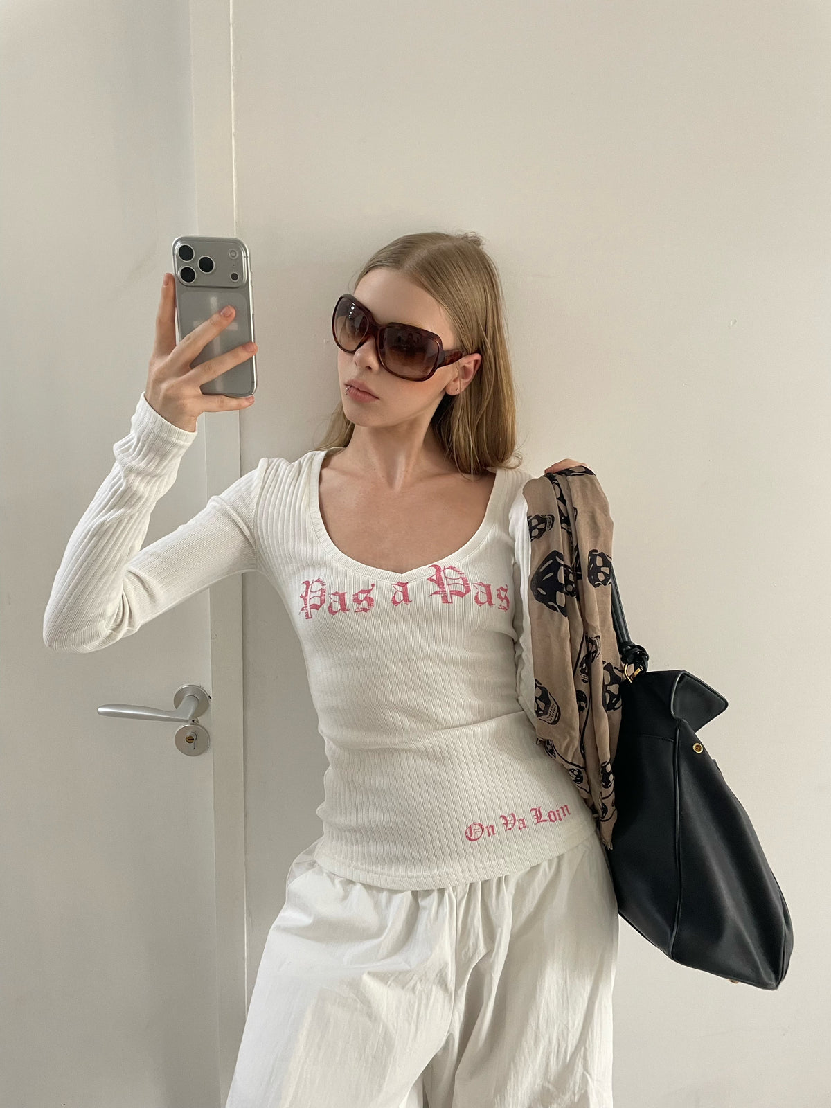 Letter Ribbed Scoop Top