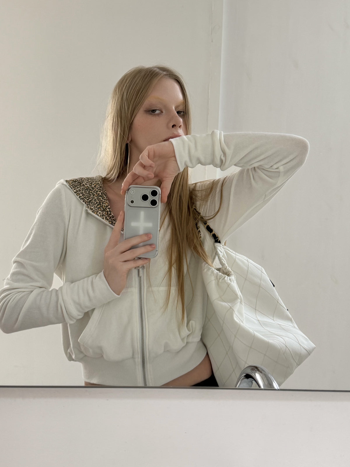 Leopard Lined Zip-Up Hoodie