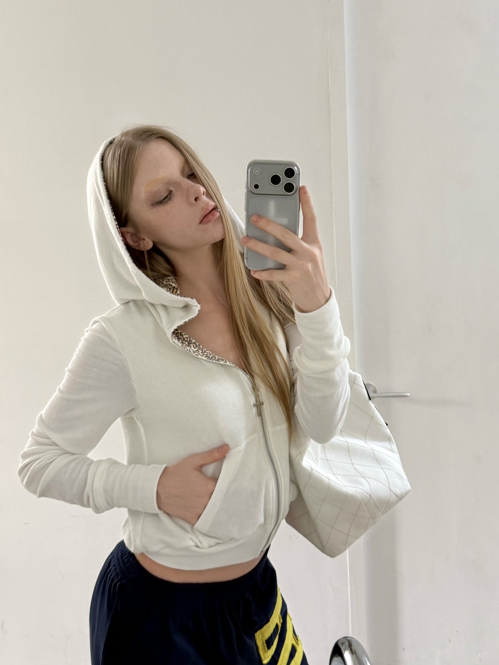 Leopard Lined Zip-Up Hoodie