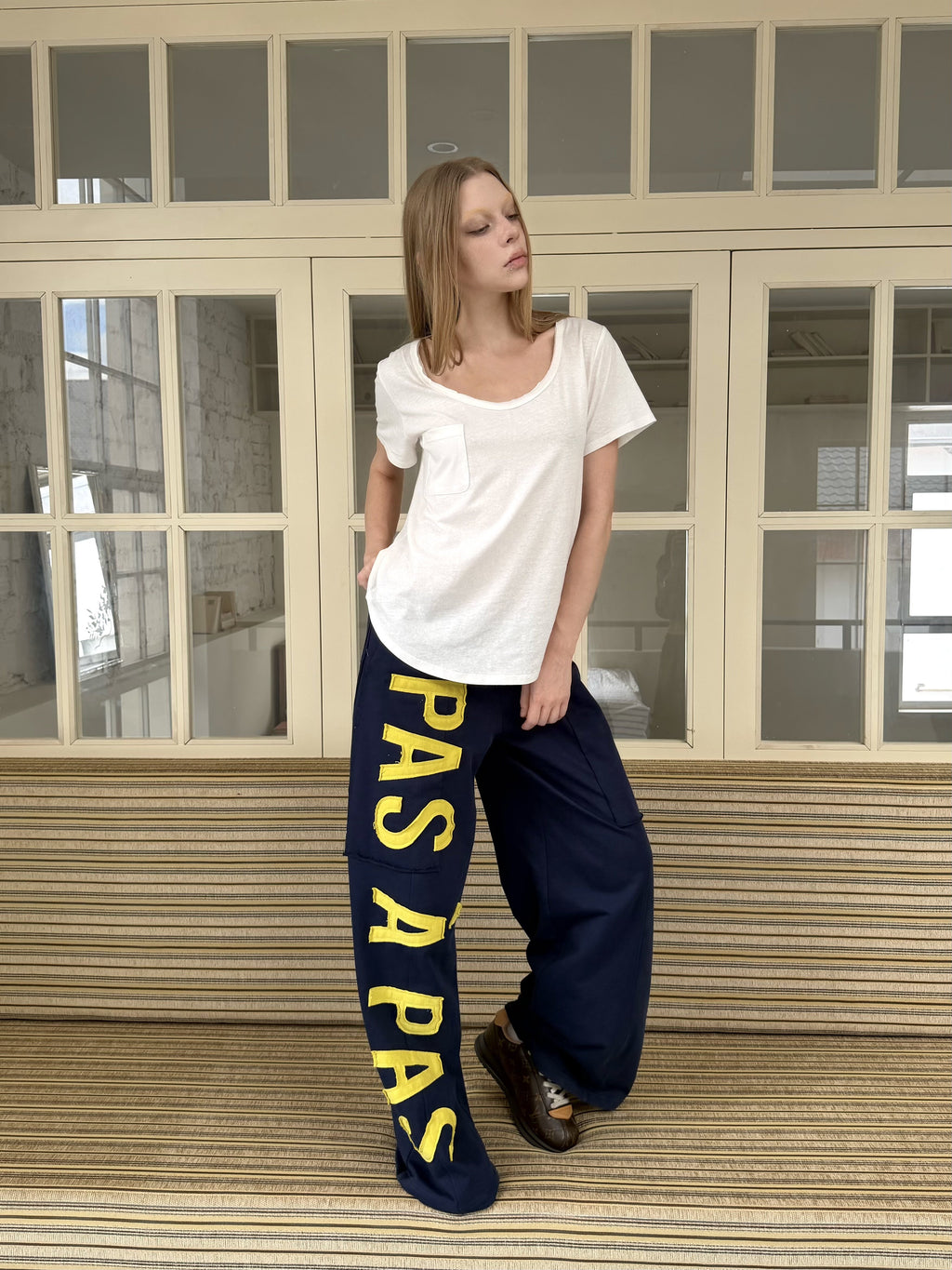 Patchwork Relaxed Cotton Pants