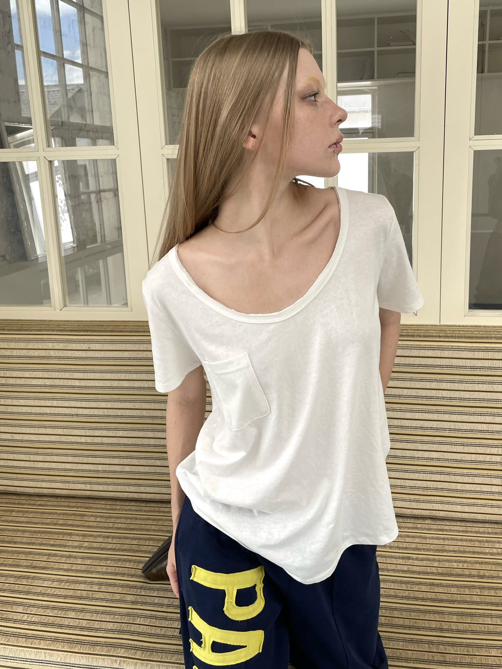 White Linen Pocket Top