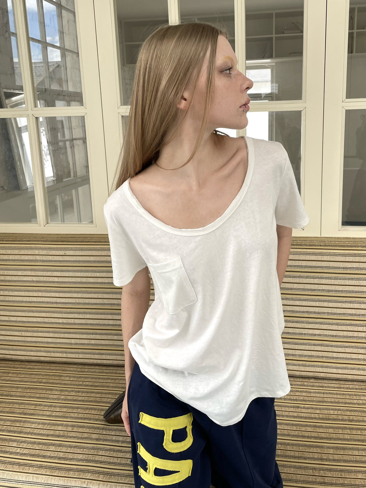 White Linen Pocket Top