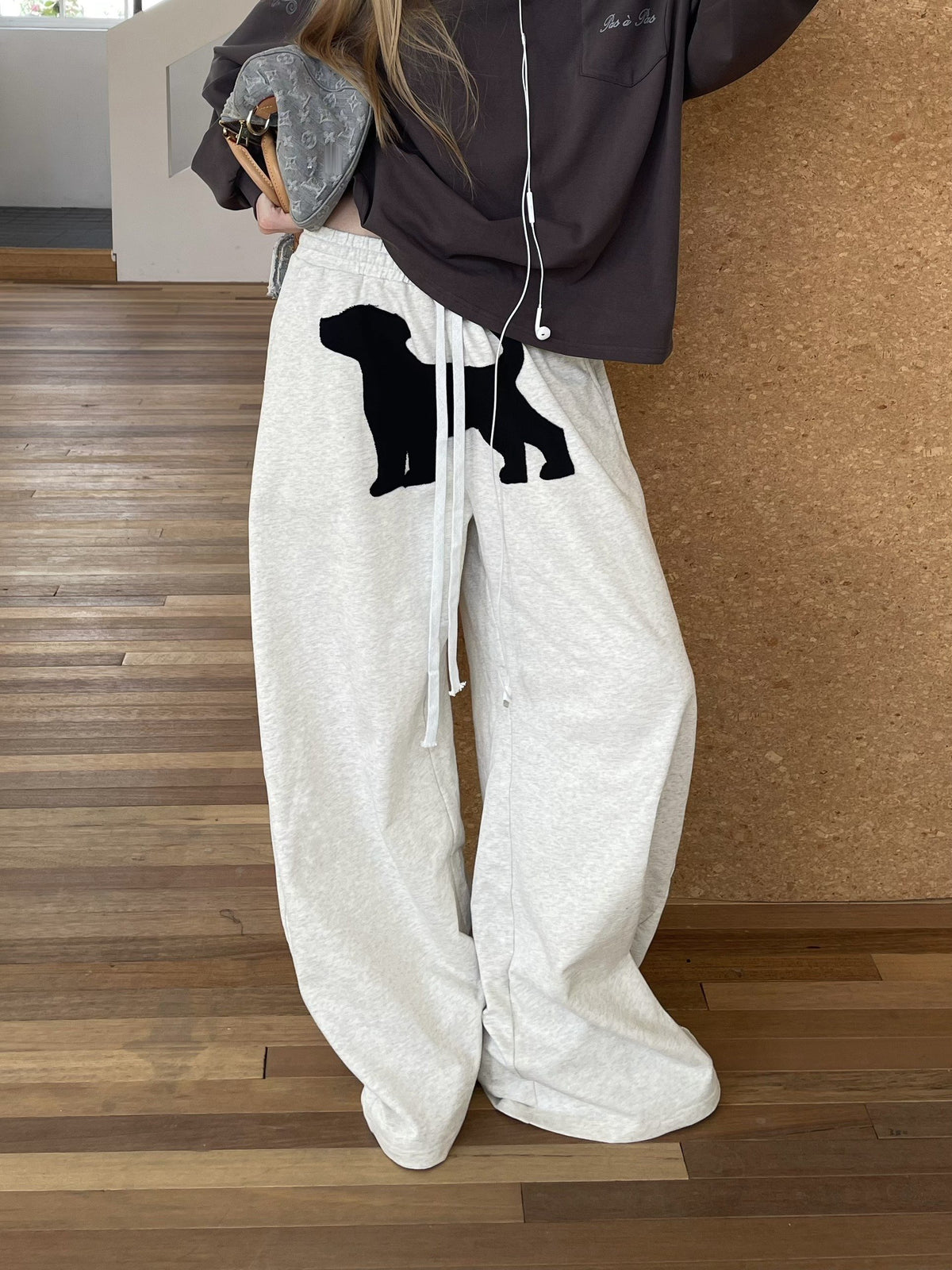 Wide Dog Applique Pants