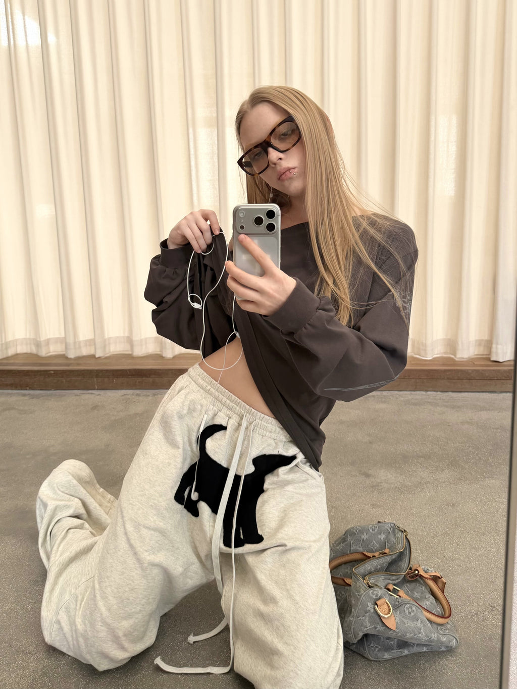 Wide Dog Applique Pants