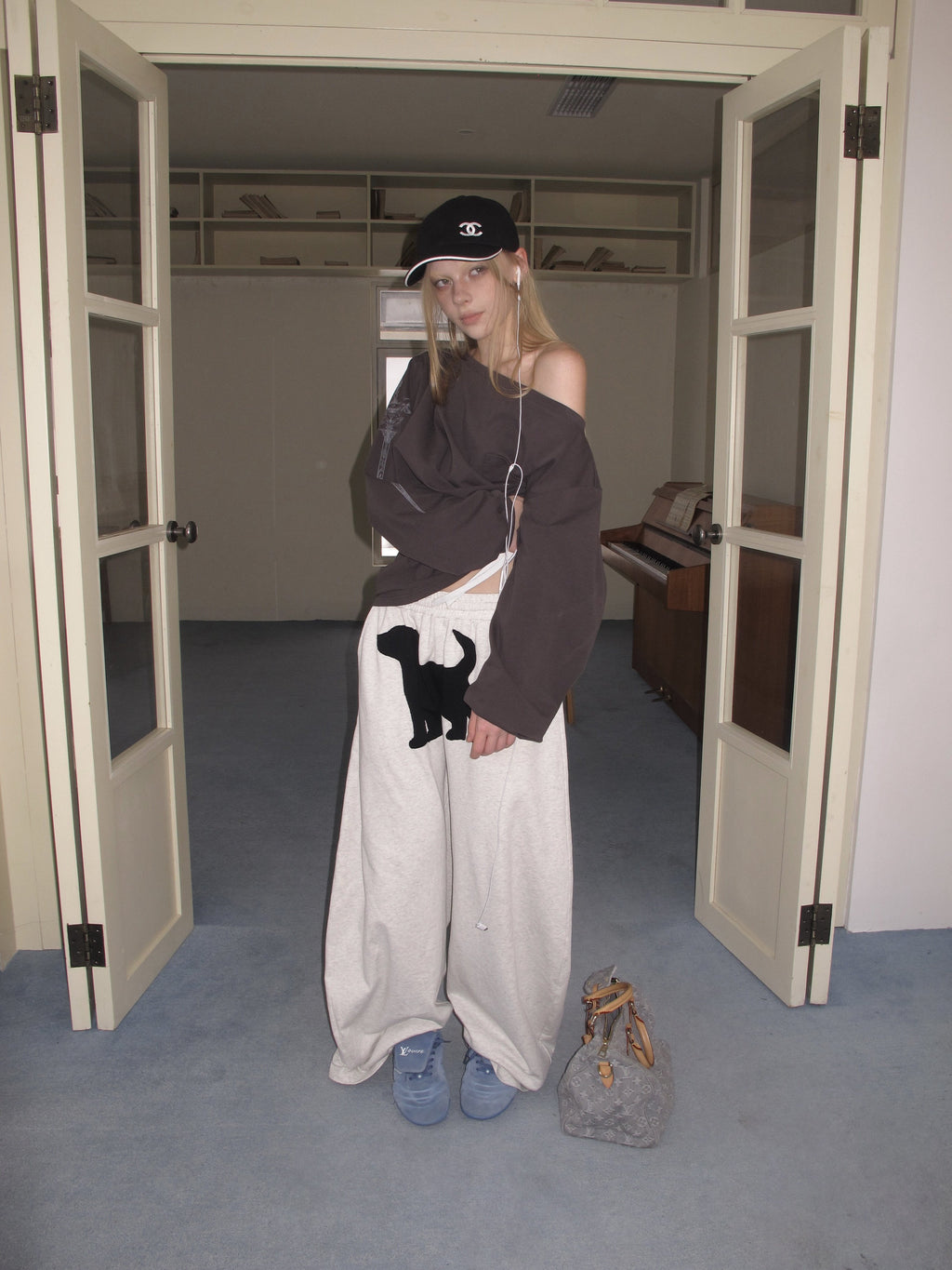 Wide Dog Applique Pants