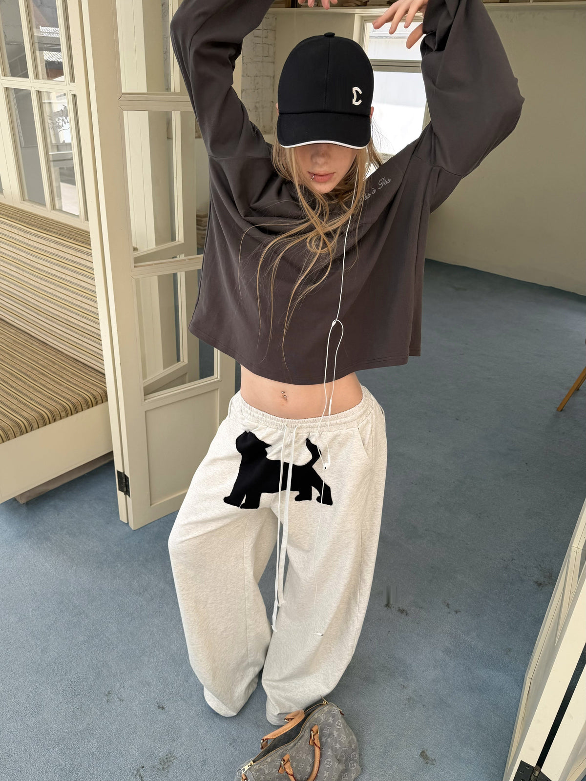 Wide Dog Applique Pants