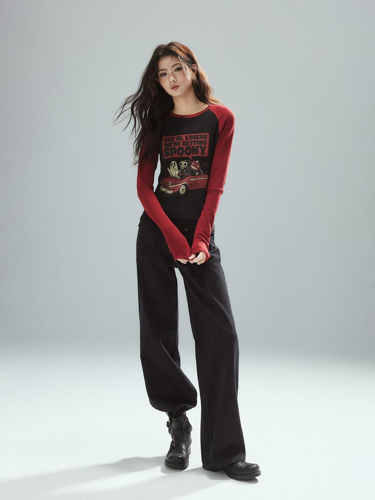 Pure Cotton Patchwork Low Waist Street Zipper Women Colorblock Straight Pants