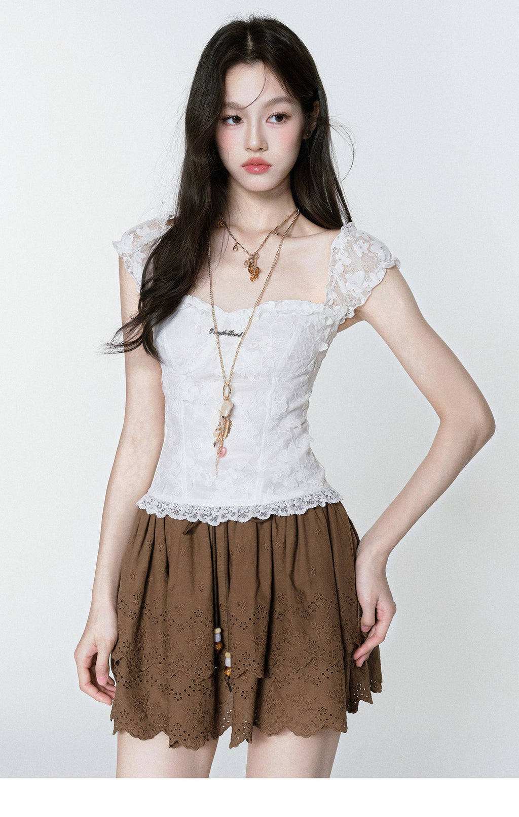 Figure-Hugging Lace Bustier Top