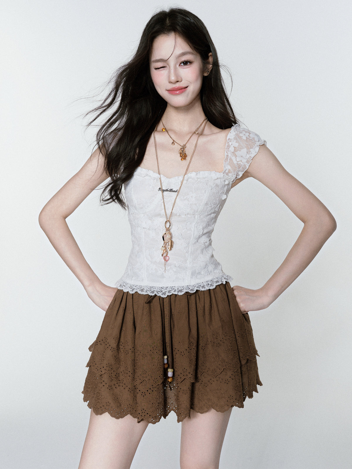 Figure-Hugging Lace Bustier Top