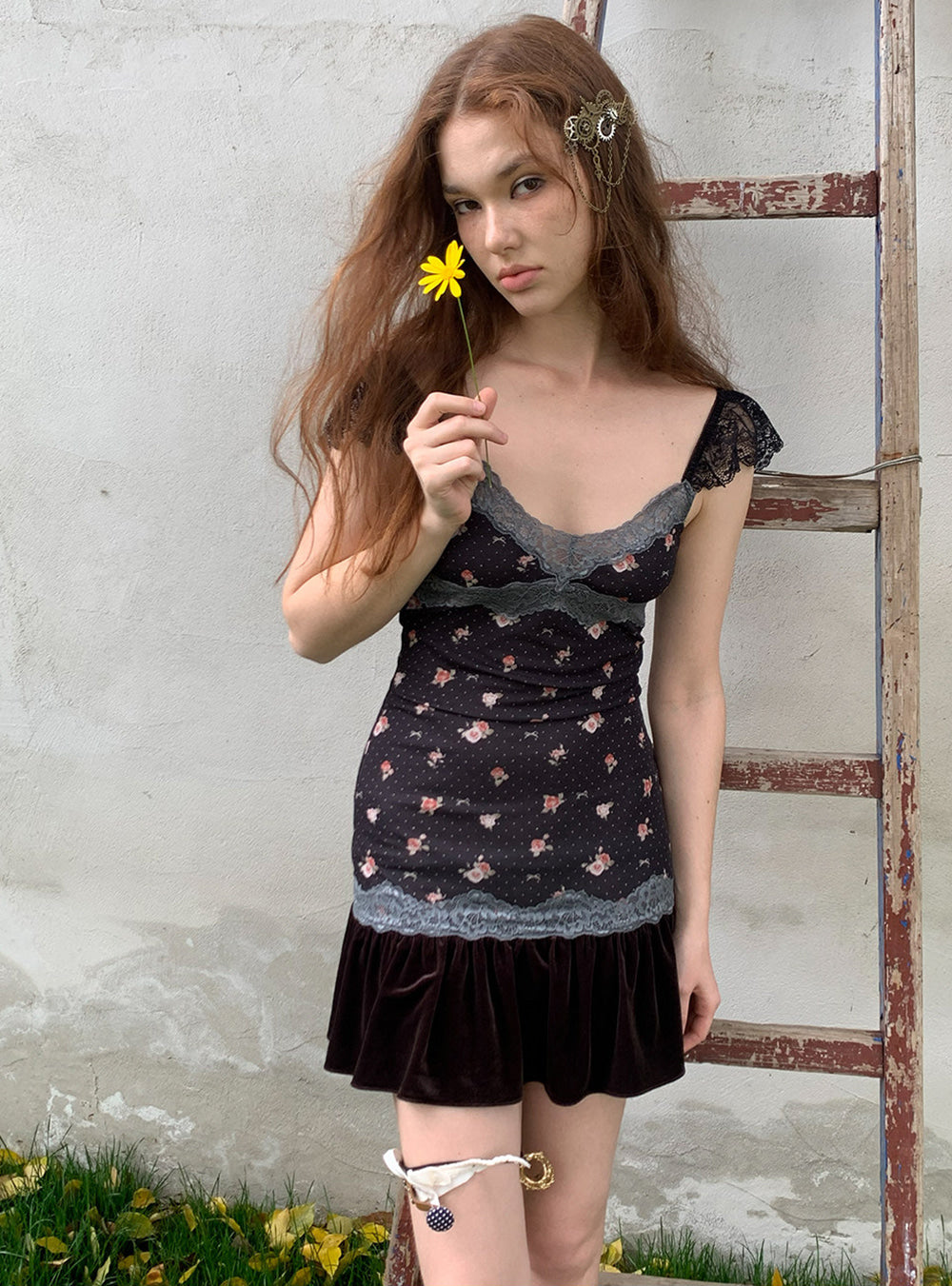 Vintage Lace Floral Knit Dress