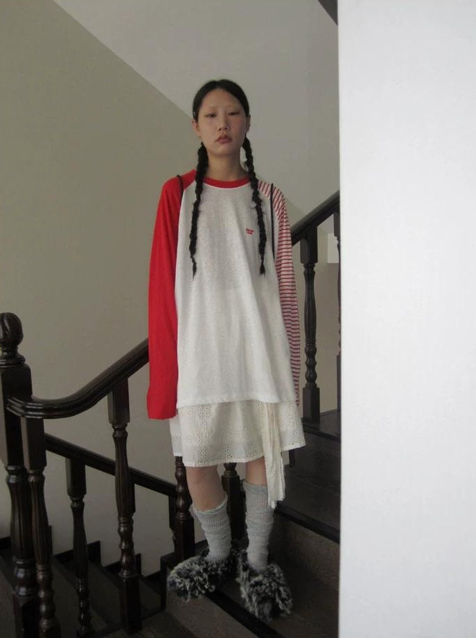 3months | SUMMER STRIPED T-SHIRT WITH SHEER SLEEVES【ID:TN00042】