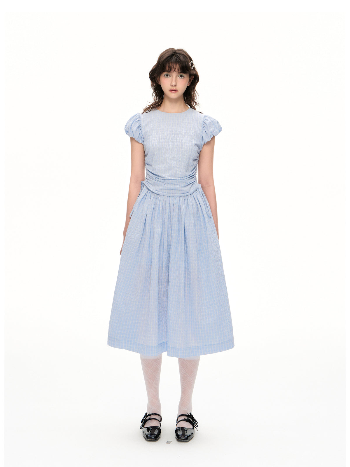 Romance Nanci Puff Sleeve Shirring Point Dress