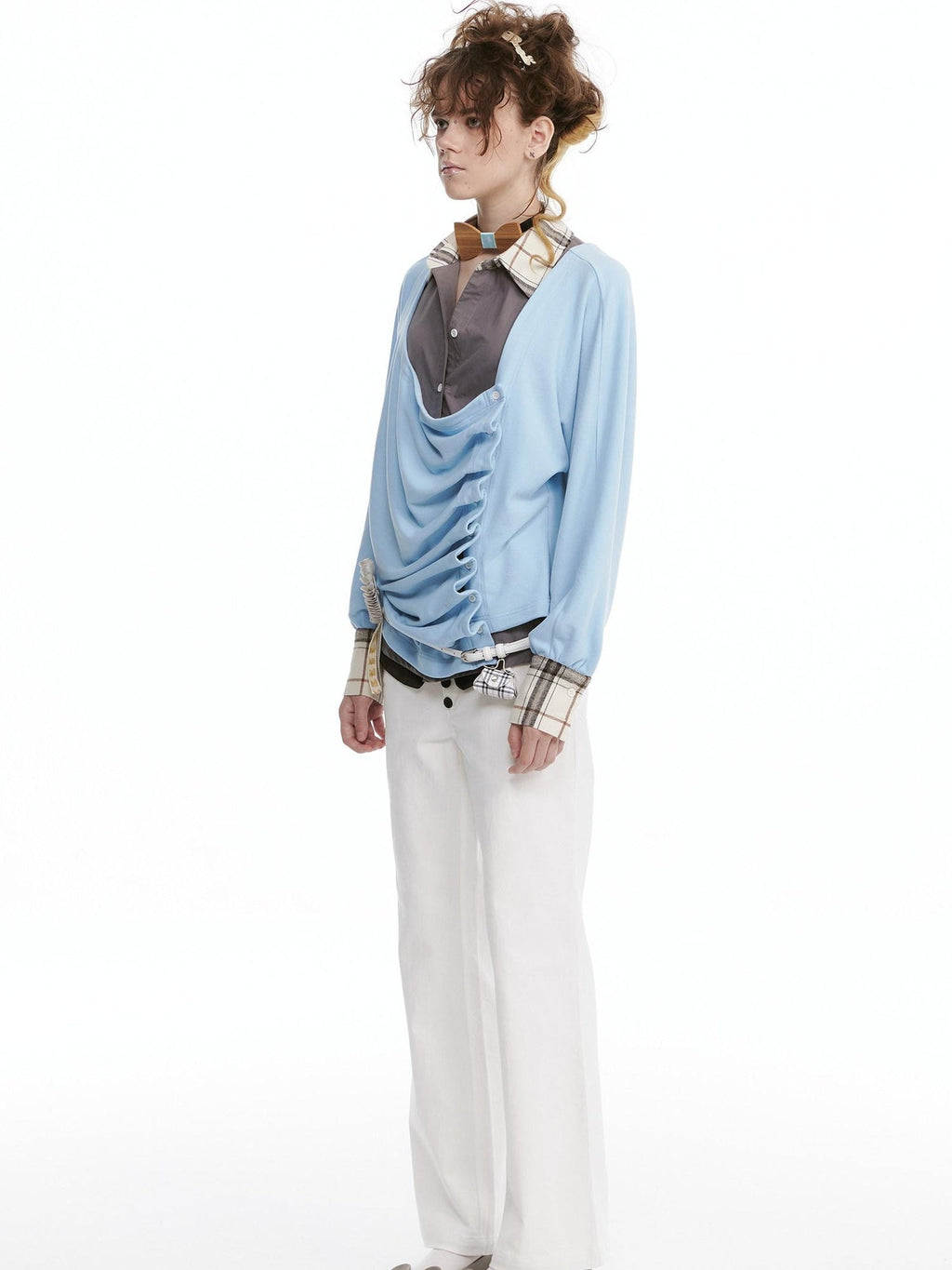 Soft Stretch Cotton Blend Casual Relaxed Mandarin Collar Unisex Blouses