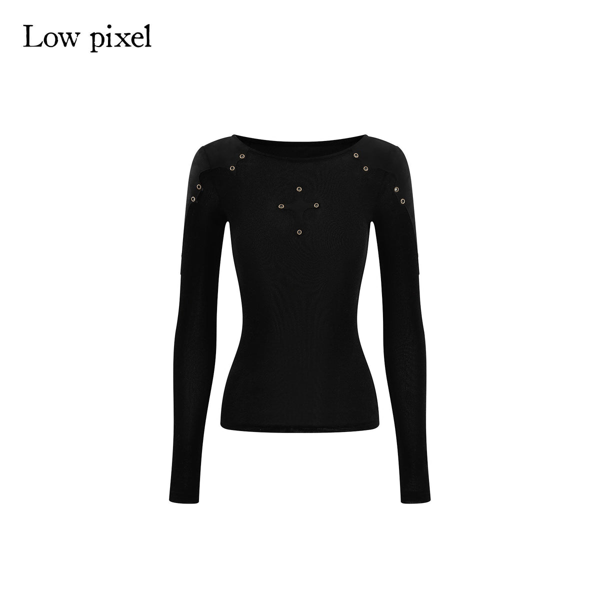 Slim Fit Patchwork Casual Crewneck Black Stretch Young Women Long Sleeve T-Shirts