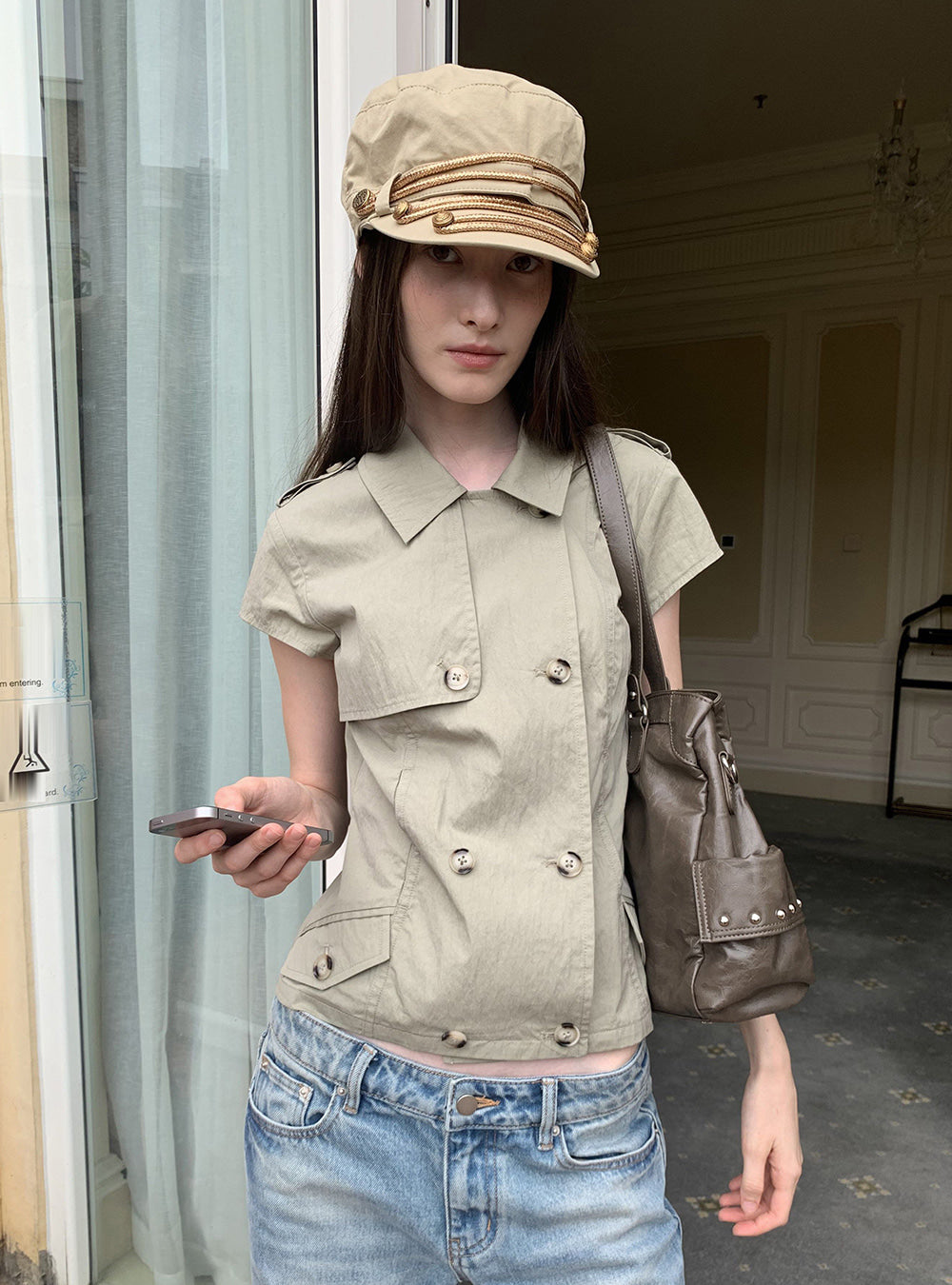 Double Button Crop Jacket
