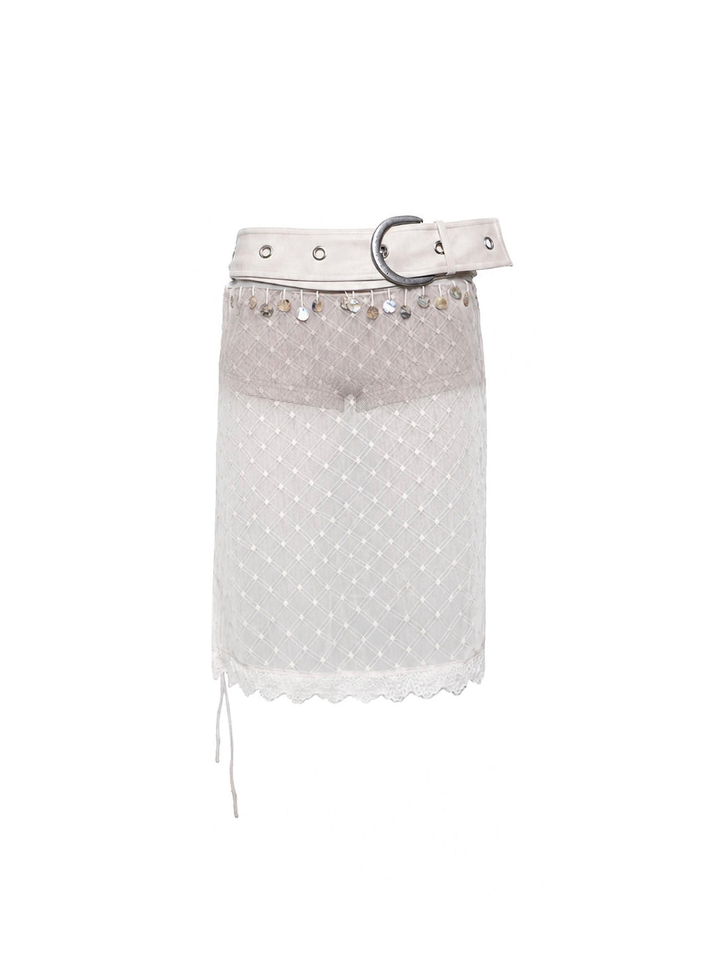 Diamond Mesh Tassel Skirt Pants
