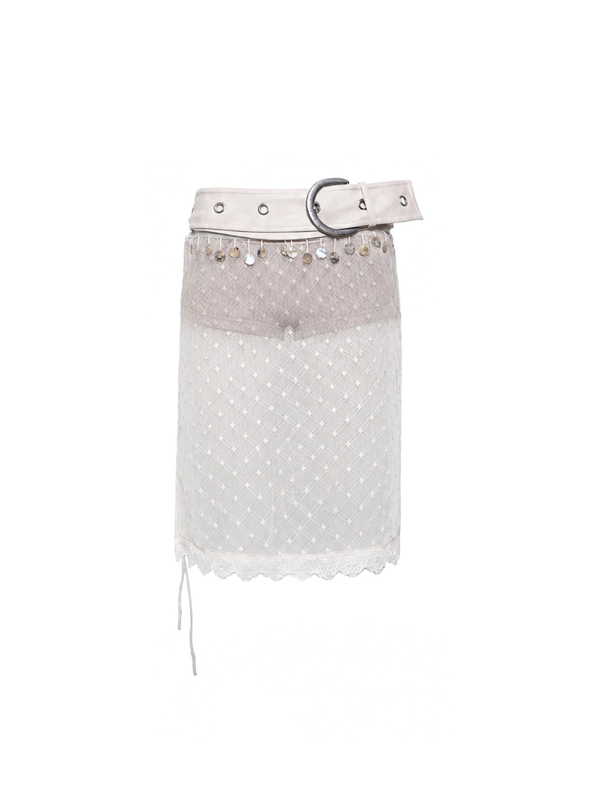 Diamond Mesh Tassel Skirt Pants