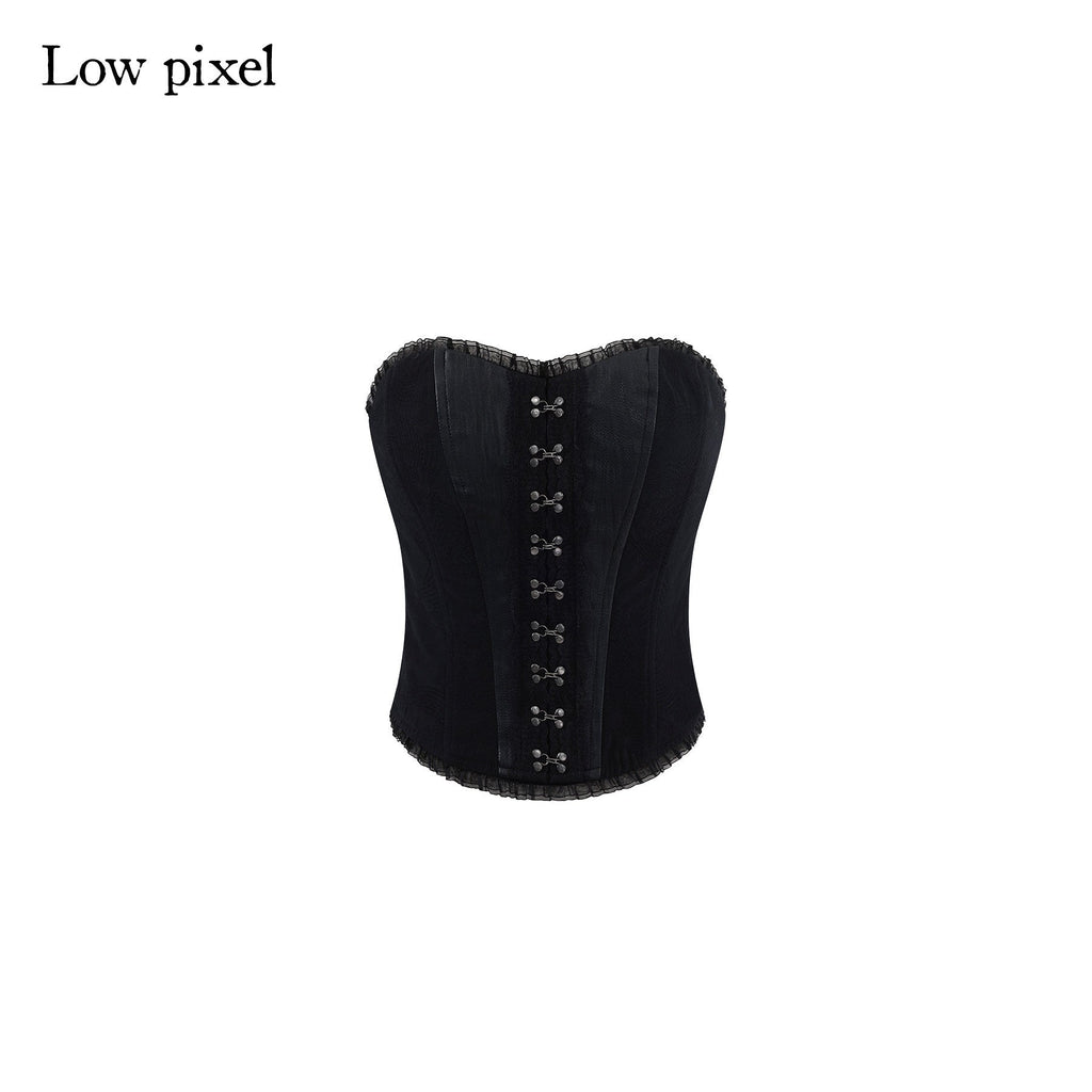 Zipper Slim Fit Cotton Streetwear Black Short No Padding Tube Tops