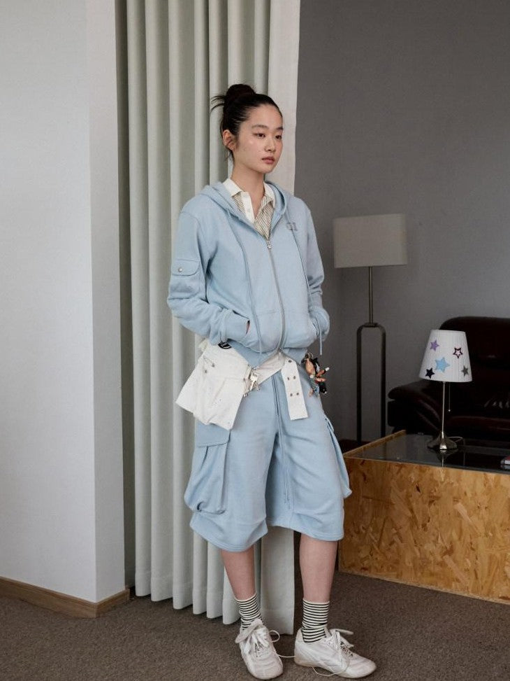 3d Pleated Hooded Women's Tie Waist Wide Leg Casual Top & Pants Sets