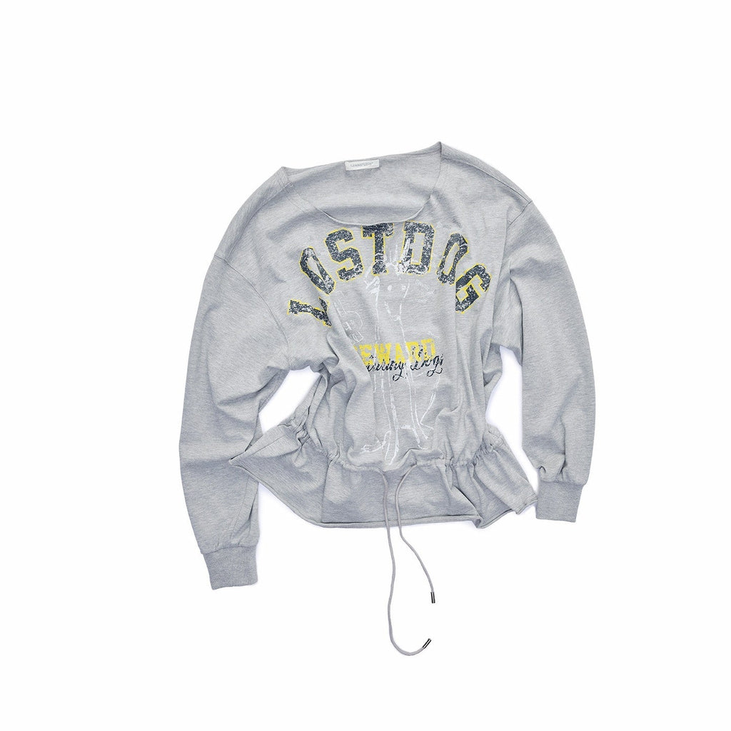Animal Print Letters Asymmetric Shoulder Drawstring 3d Floral Women's Sweatshirts