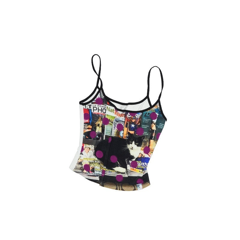 Animal Print Polka Dot Slimming Sleeveless Cropped Women's Camisoles