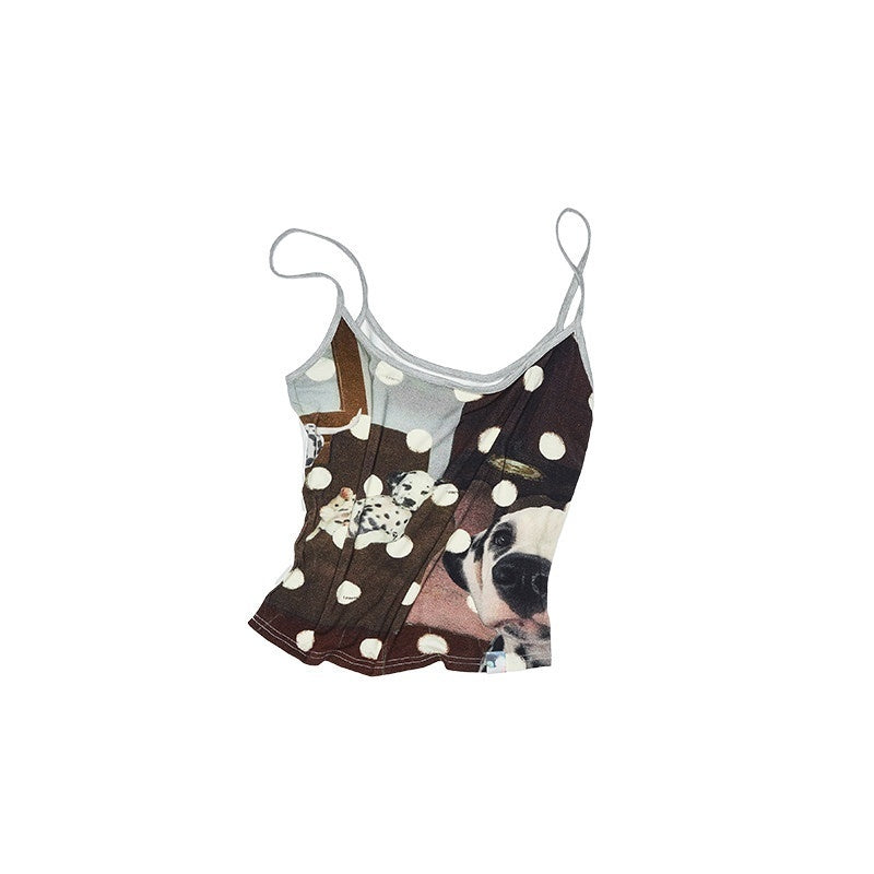 Animal Print Polka Dot Slimming Sleeveless Cropped Women's Camisoles