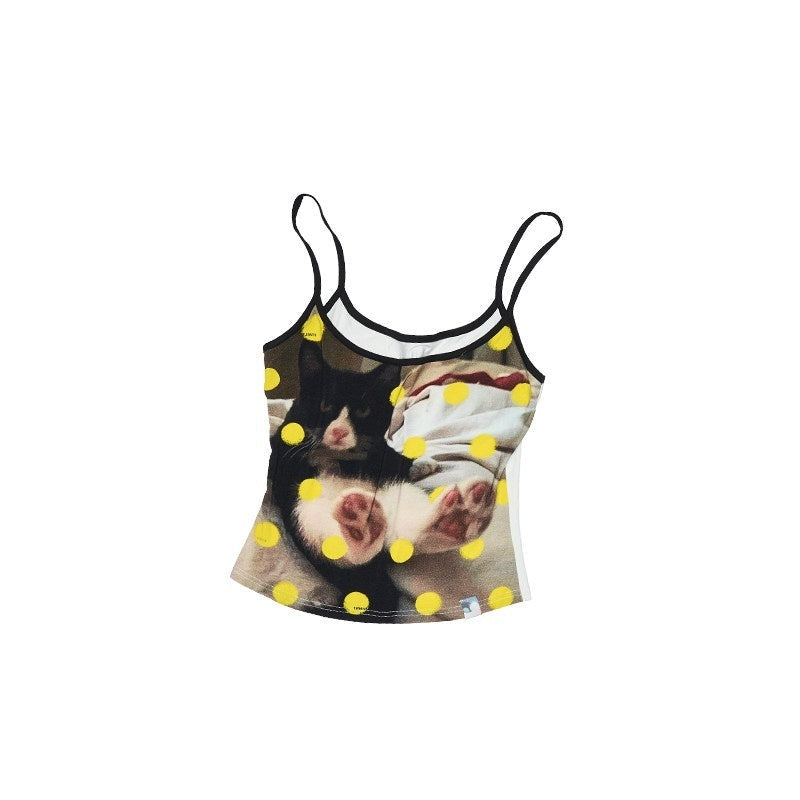 Animal Print Polka Dot Slimming Sleeveless Cropped Women's Camisoles