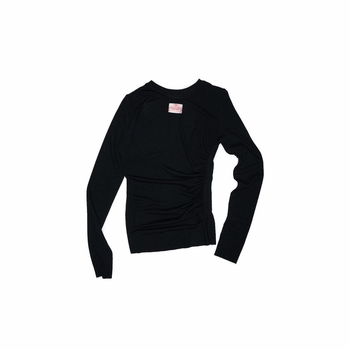 Asymmetric Pleated Crewneck Slimming Women's Long Sleeve T-shirts