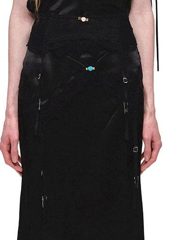 Asymmetrical Faux Layer Adjustable Strap Women's Lace Short Sleeve T-shirts