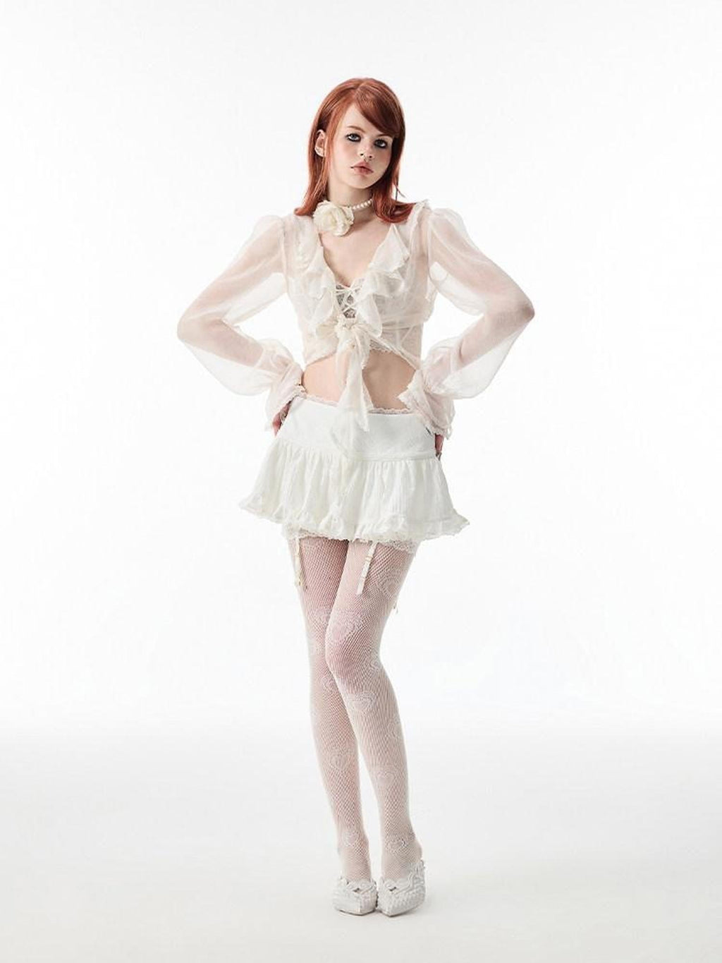 Ballet Lace Trim Pleated Mid Waist Aline Women's Tiered Skirts