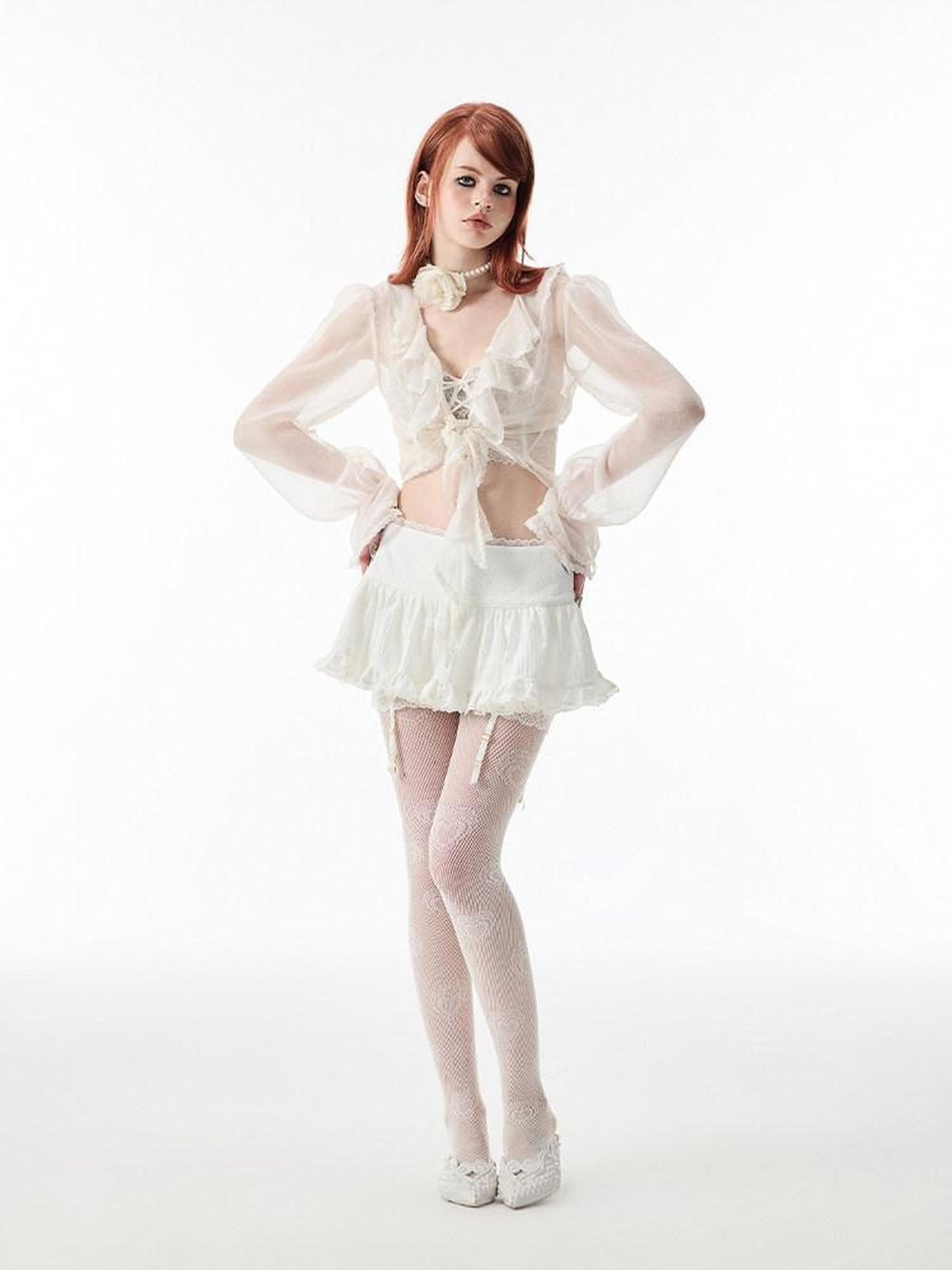 Ballet Lace Trim Pleated Mid Waist Aline Women's Tiered Skirts