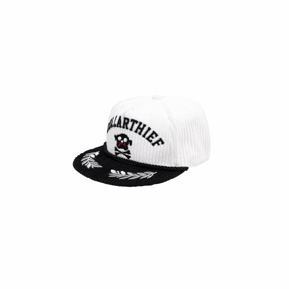 Black White Embroidered Flat Brim Women's Corduroy Baseball Caps