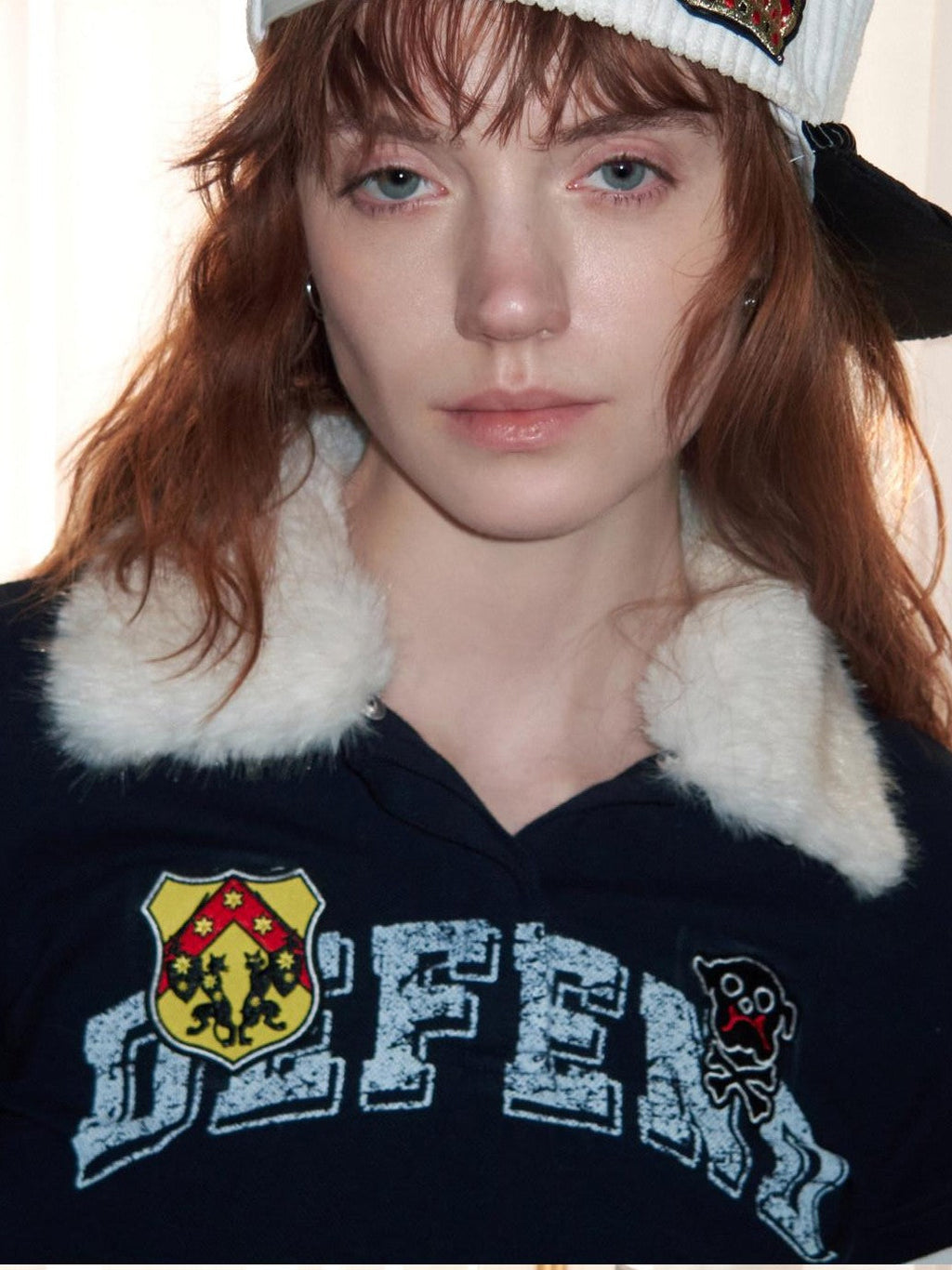 Black White Embroidered Flat Brim Women's Corduroy Baseball Caps
