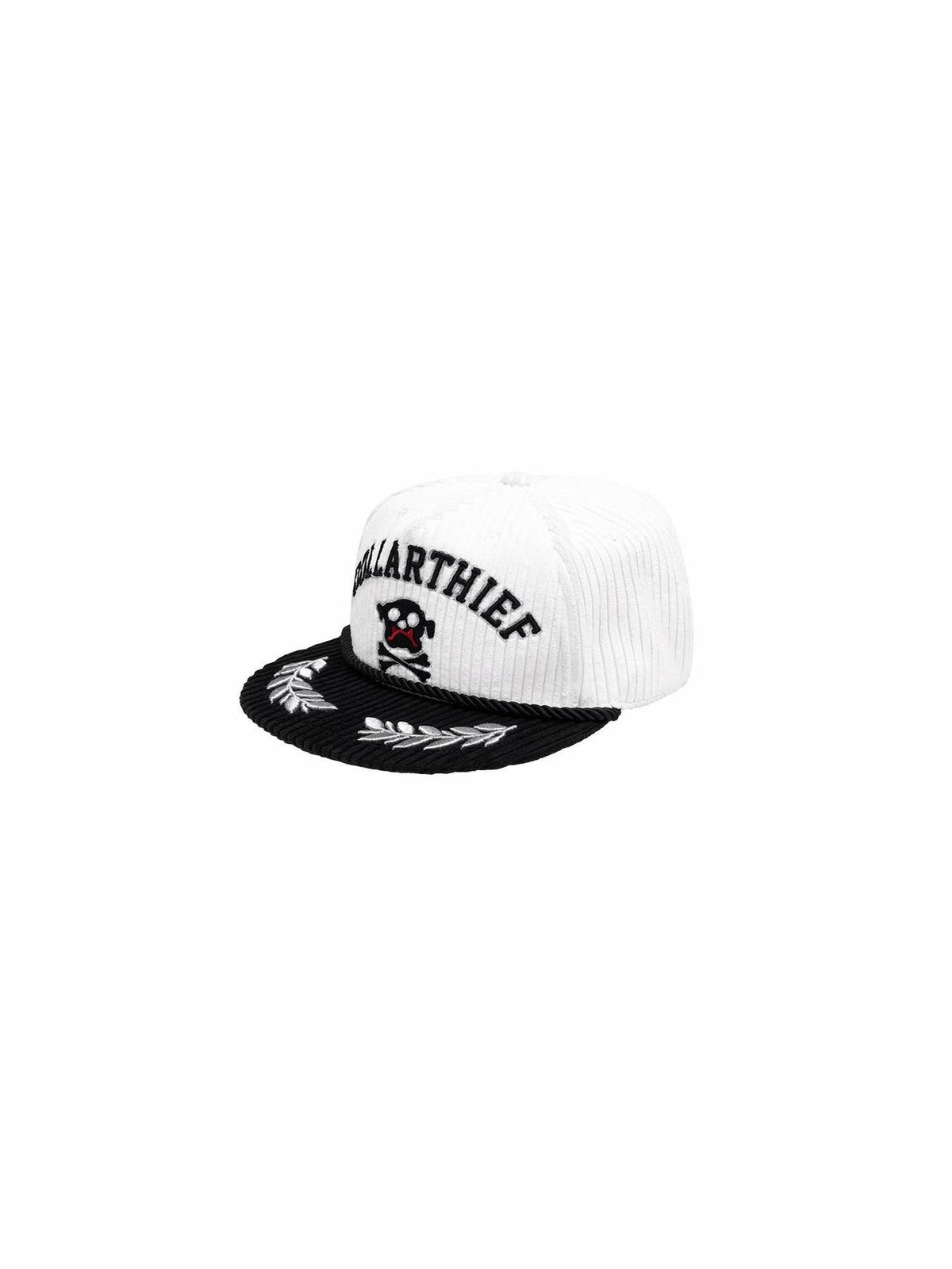 Black White Embroidered Flat Brim Women's Corduroy Baseball Caps