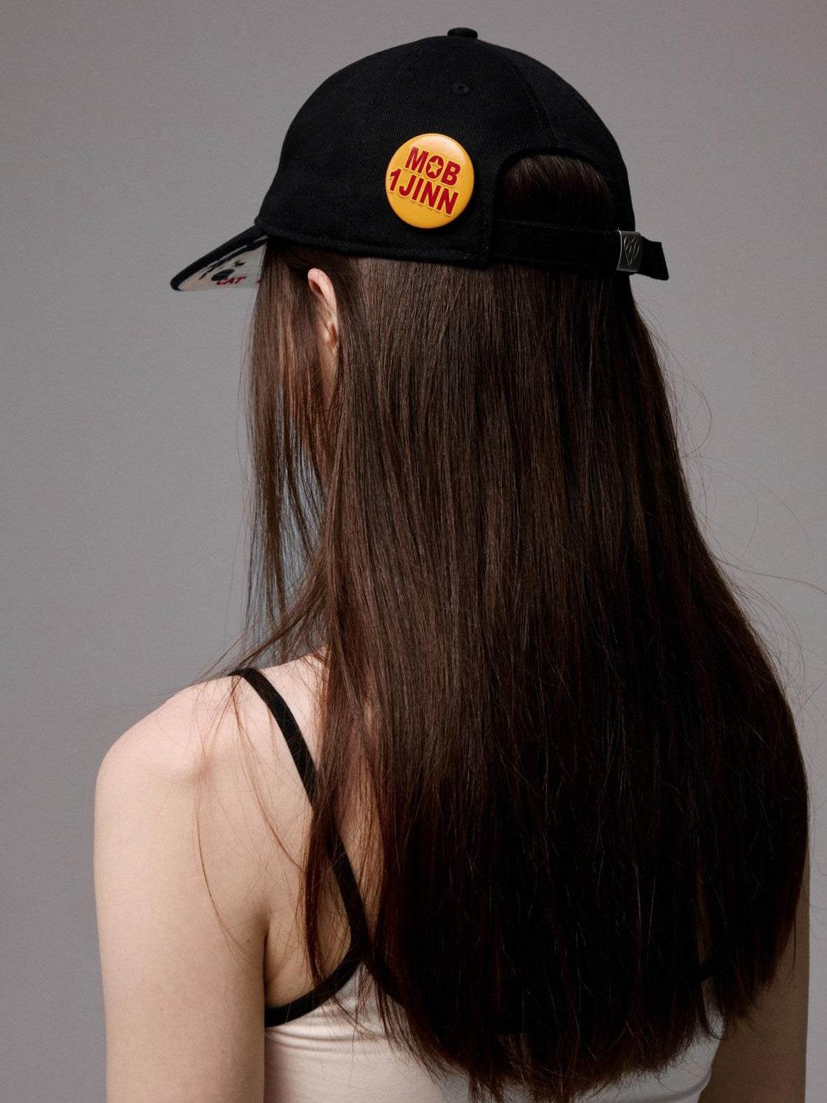 Black White Polka Dot Animal Print Badge Patch Flat Brim Women's Baseball Caps