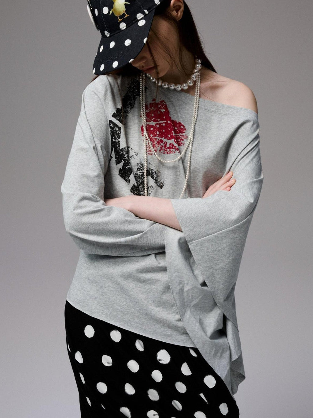 Black White Polka Dot Animal Print Badge Patch Flat Brim Women's Baseball Caps