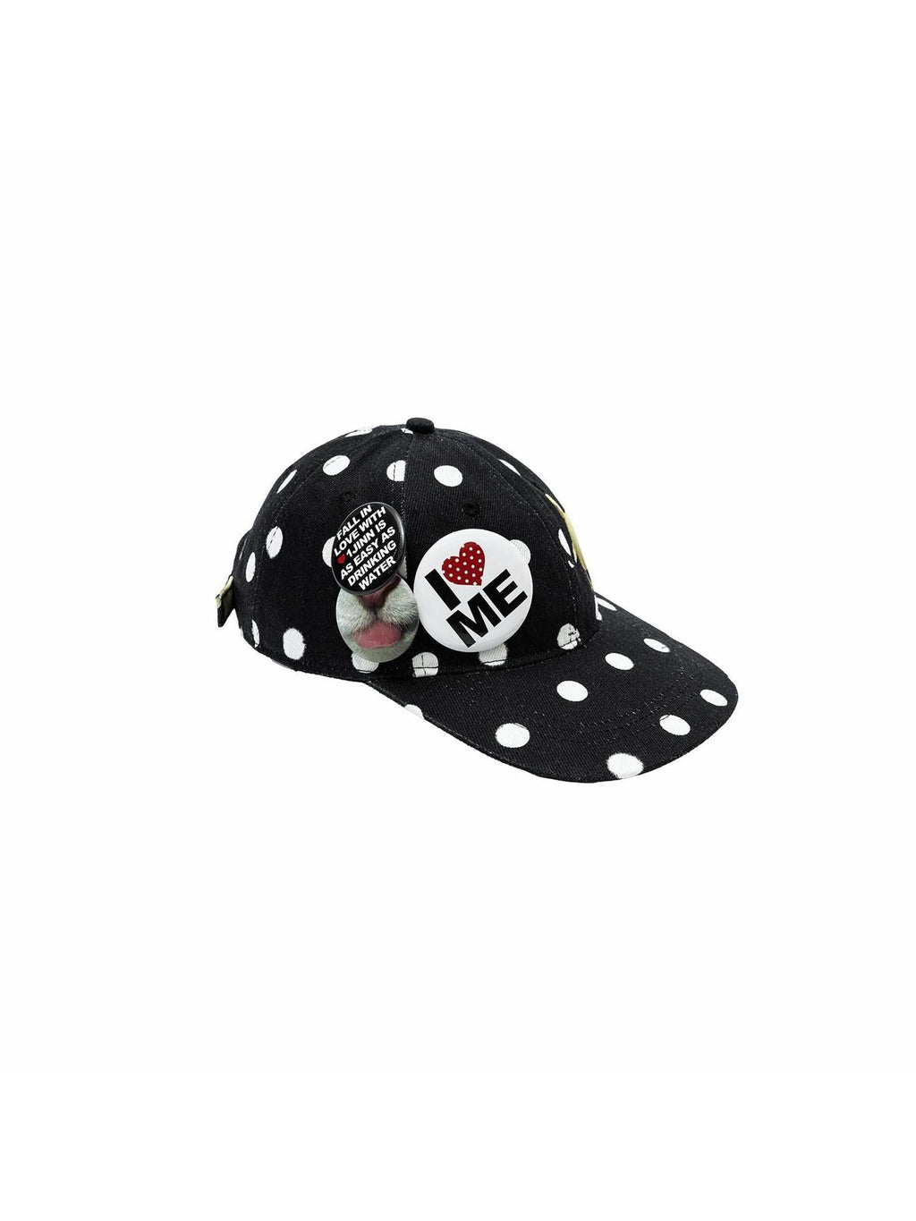 Black White Polka Dot Animal Print Badge Patch Flat Brim Women's Baseball Caps