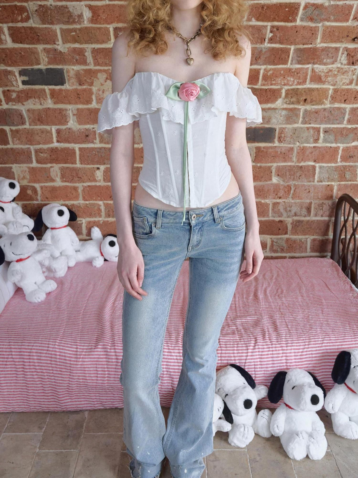 Brushed Heavy Embroidery Ink Splatter Women's Stretch Denim Flare Jeans