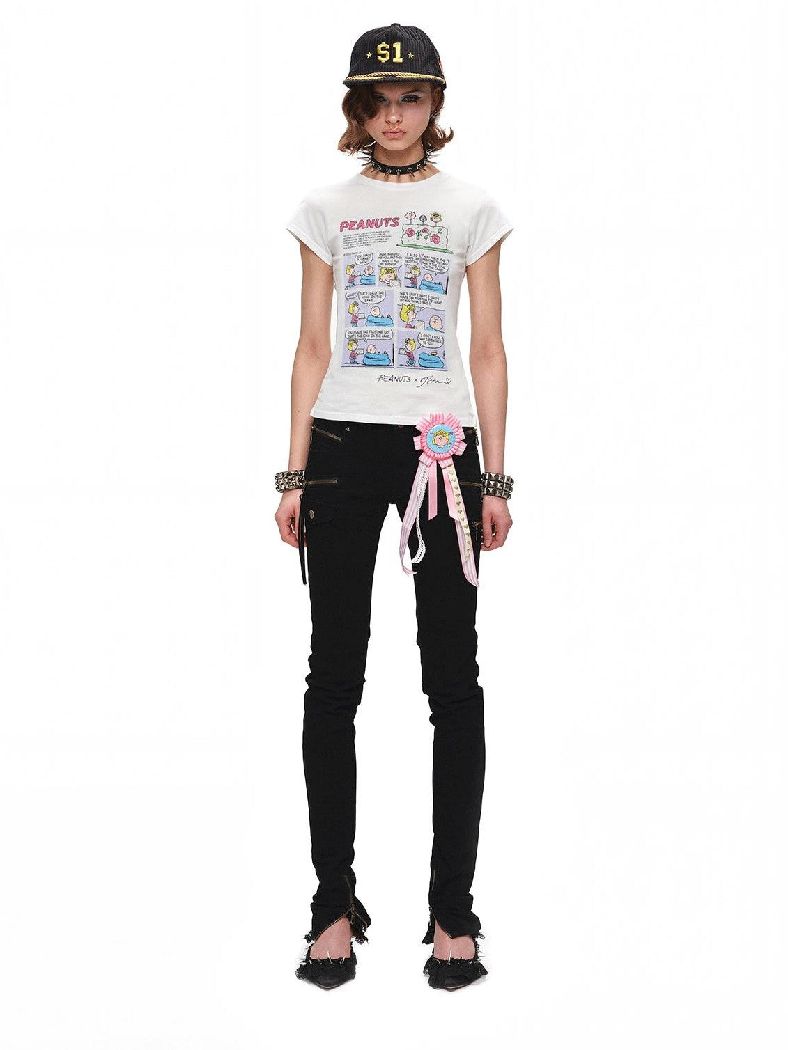 Cartoon Print Slim Fit Set In Shoulder Women's Cotton Short Sleeve T-shirts