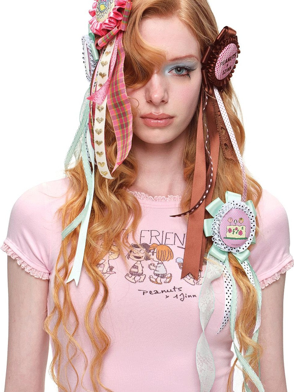 Cartoon Printed Ribbon Badge Multiuse Women's Satin Brooches