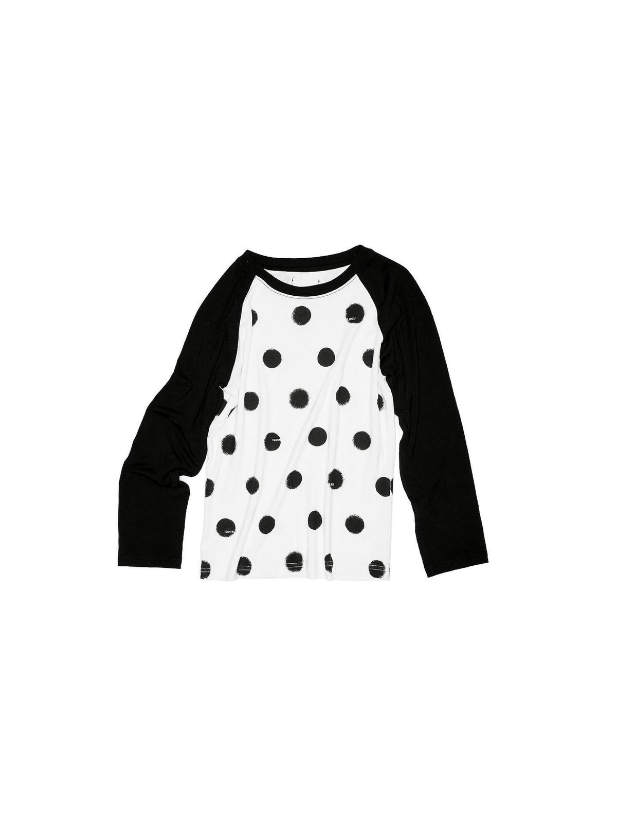 Colorblock Polka Dot Print Raglan Three Quarter Sleeve Women's Crop Tops