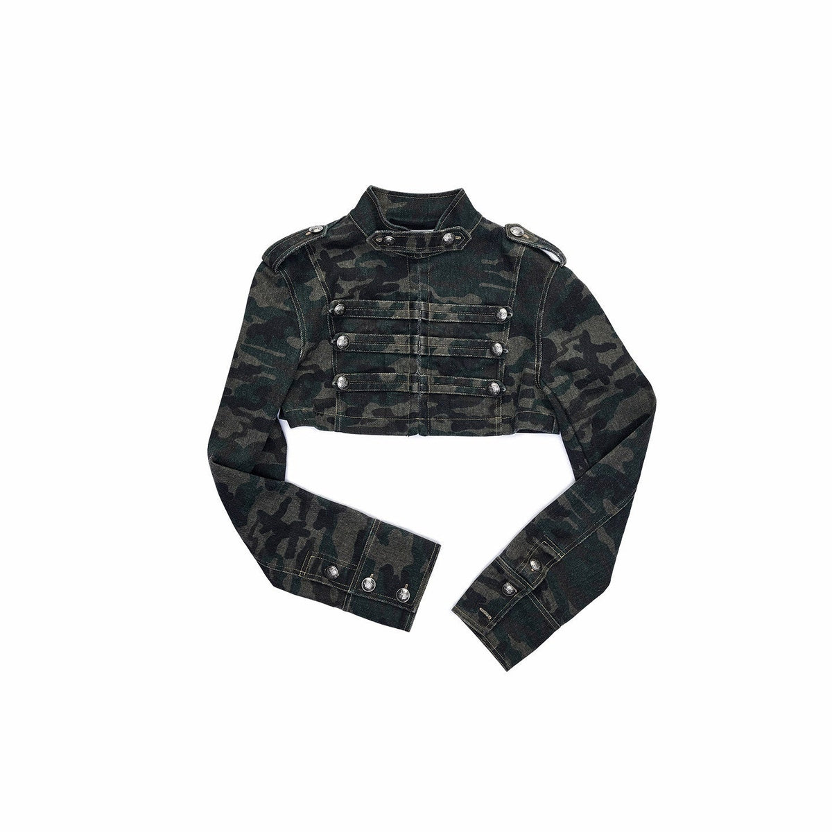 Cropped Napoleon Camouflage Low Waist Women's Canvas Casual Top & Shorts Sets