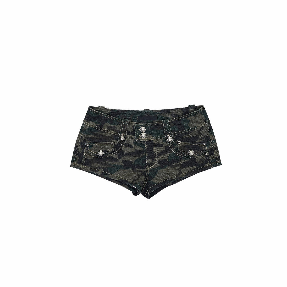 Cropped Napoleon Camouflage Low Waist Women's Canvas Casual Top & Shorts Sets