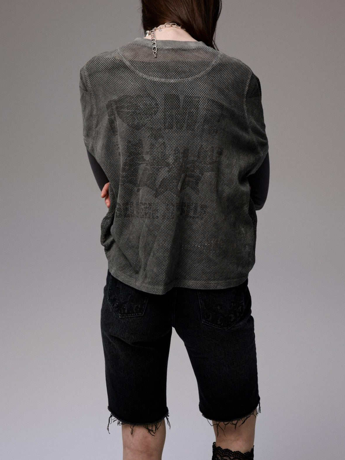 Distressed Print V-neck Colorblock Badge Rugby Women's Oversized T-shirts