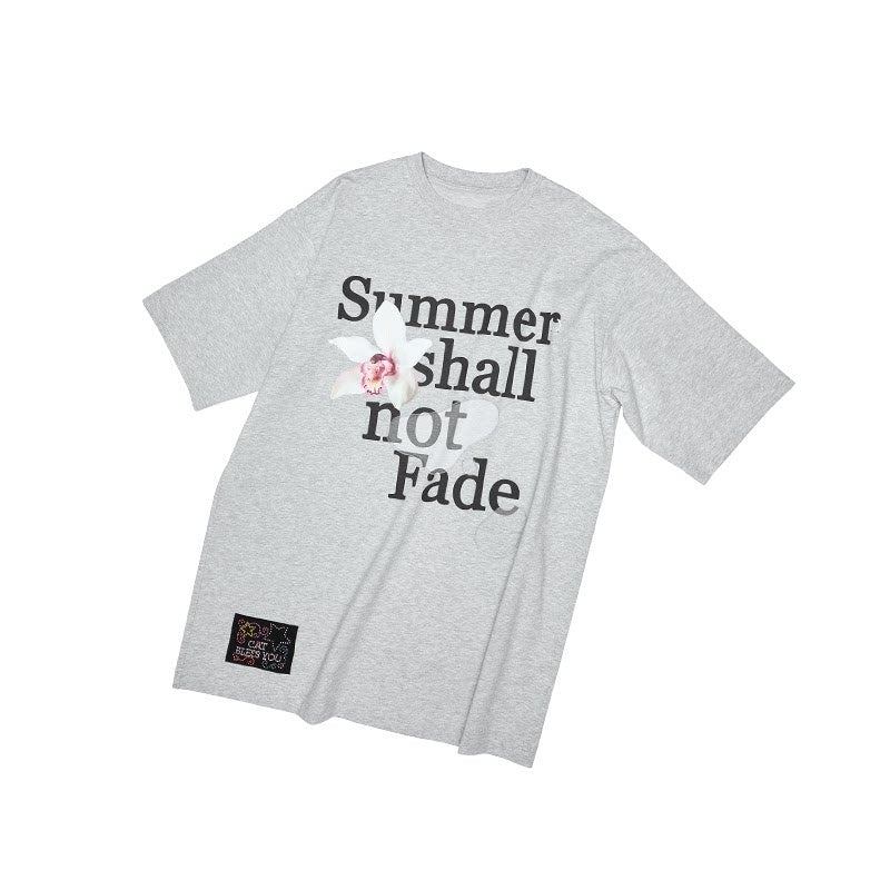Floral Letter Print Rhinestone Drop Shoulder Loose Women's Oversized T-shirts