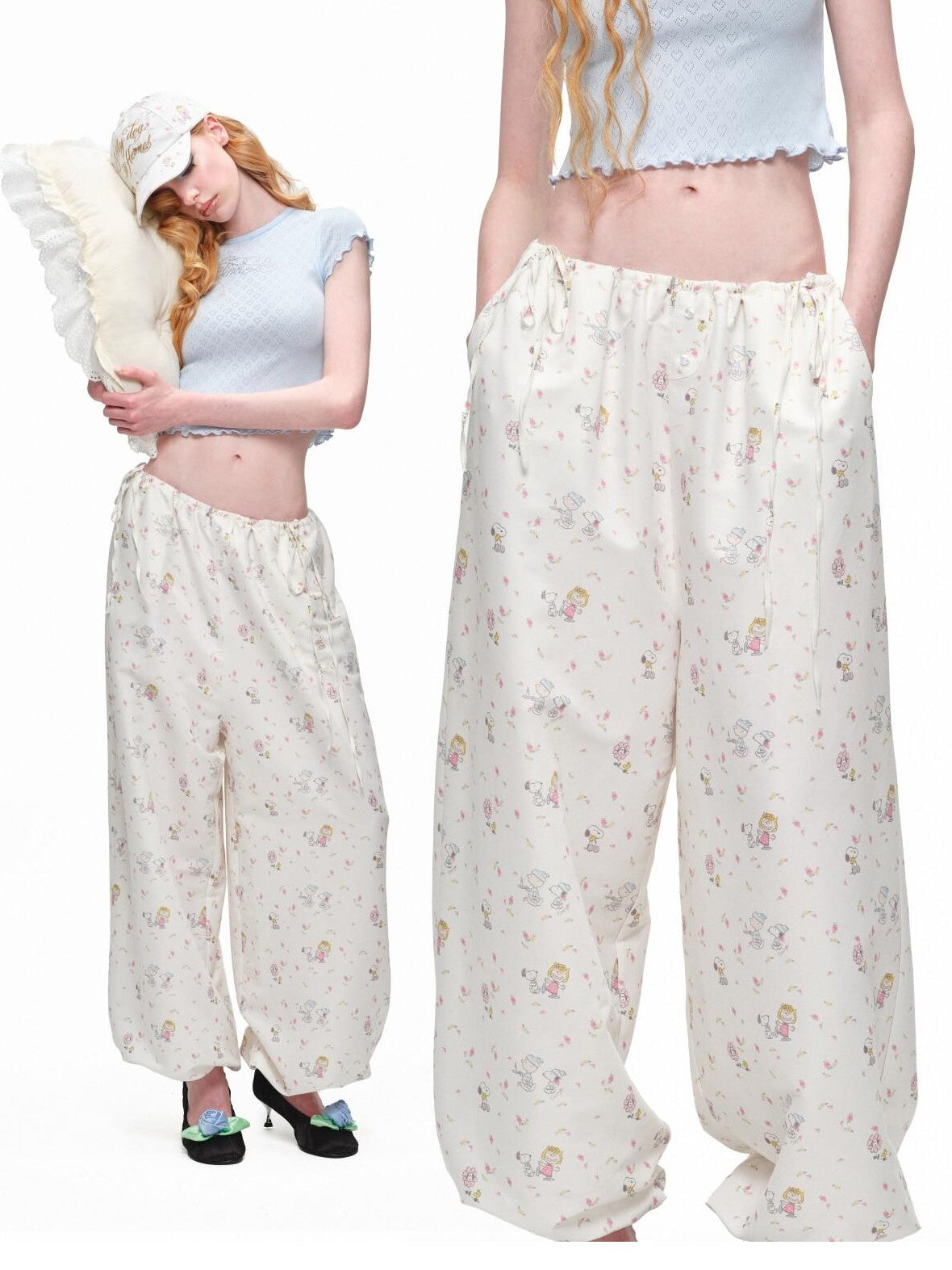 Graphic Printed Balloon Loose Slimming Casual Women's Wide-leg Pants
