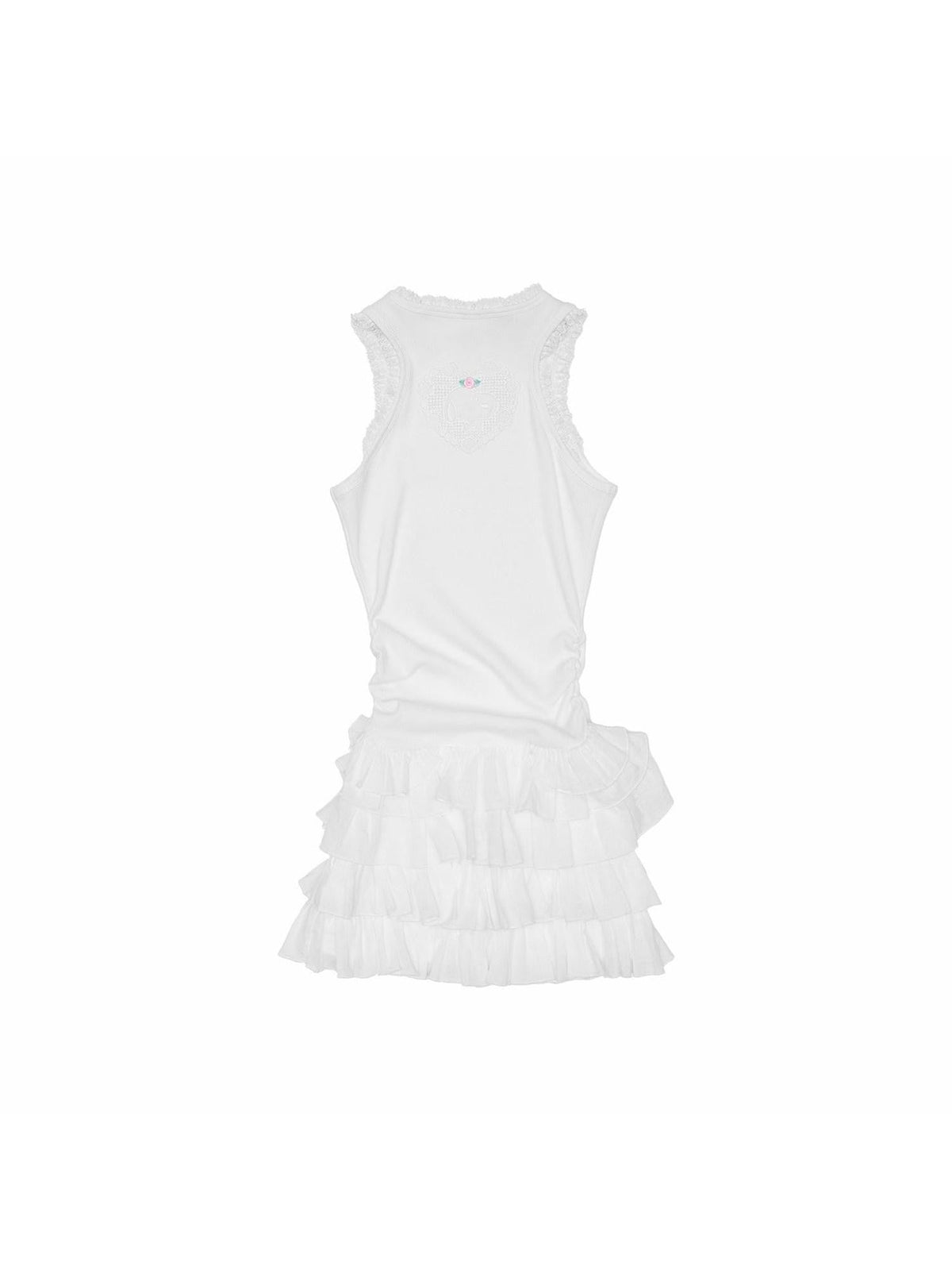Heart Lace Applique Tiered Racerback Tank Women's Casual Mini Dresses